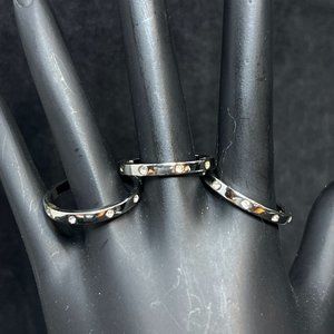 Lot of 3 Silver Tone And Rhinestone Stackable Band Rings Sz 9 (R306)
